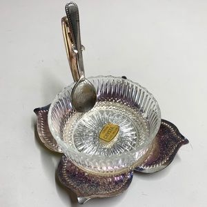 Vintage Metal Floral Bowl Holder, Sugar Bowl